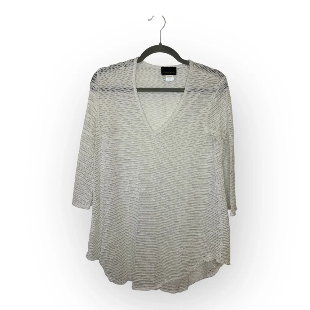 Jordan Taylor White Sheer Knit Swim Cover Up Beach Resort Vacation Small